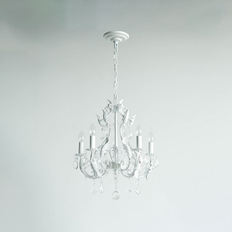 Luz de araña de metal de estilo nórdico Vela de cristal Luz de cristal para sala de estar