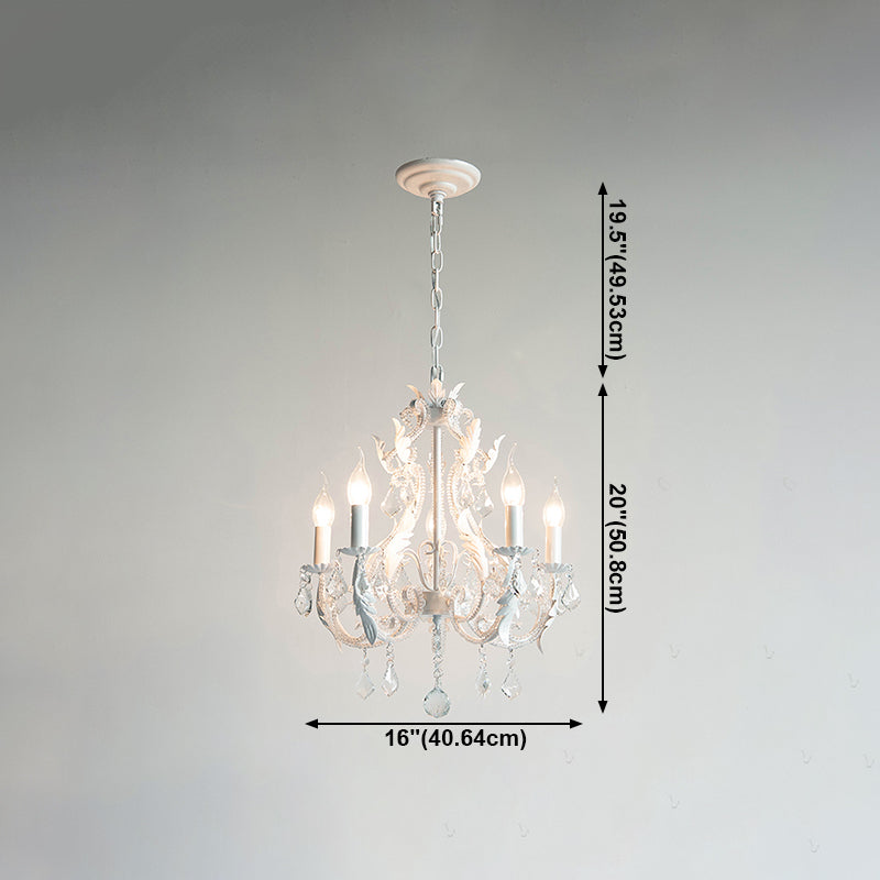 Nordic Style Metal Chandelier Light Candle Crystal Pendant Light for Living Room