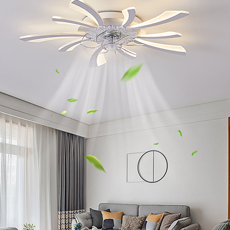 Nordic Metal Ceiling Fan Light Multi-Head Flush Mount Lighting with Plastic Fan Blade