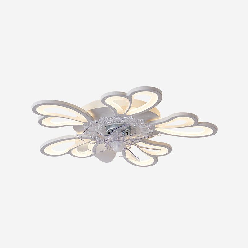 Nordic Metal Ceiling Fan Light Multi-Head Flush Mount Lighting with Plastic Fan Blade