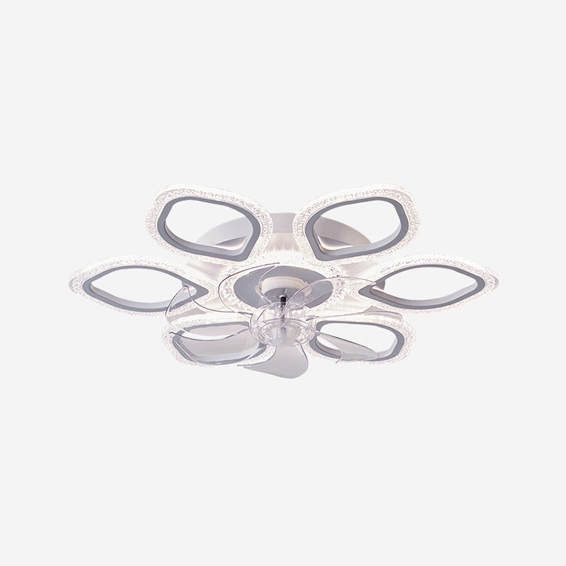 Nordic Metal Ceiling Fan Light Multi-Head Flush Mount Lighting with Plastic Fan Blade