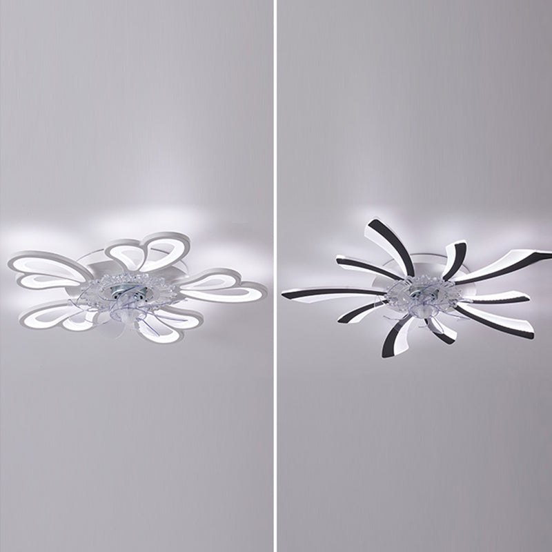 Nordic Metal Ceiling Fan Light Multi-Head Flush Mount Lighting with Plastic Fan Blade