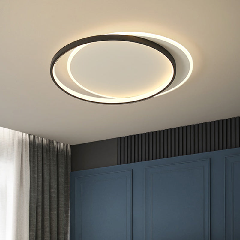 Black and White LED Ceiling Light in Modern Simplicity Iron Circular Flush Mount with Acrylic Shade