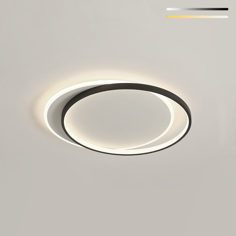 Black and White LED Ceiling Light in Modern Simplicity Iron Circular Flush Mount with Acrylic Shade