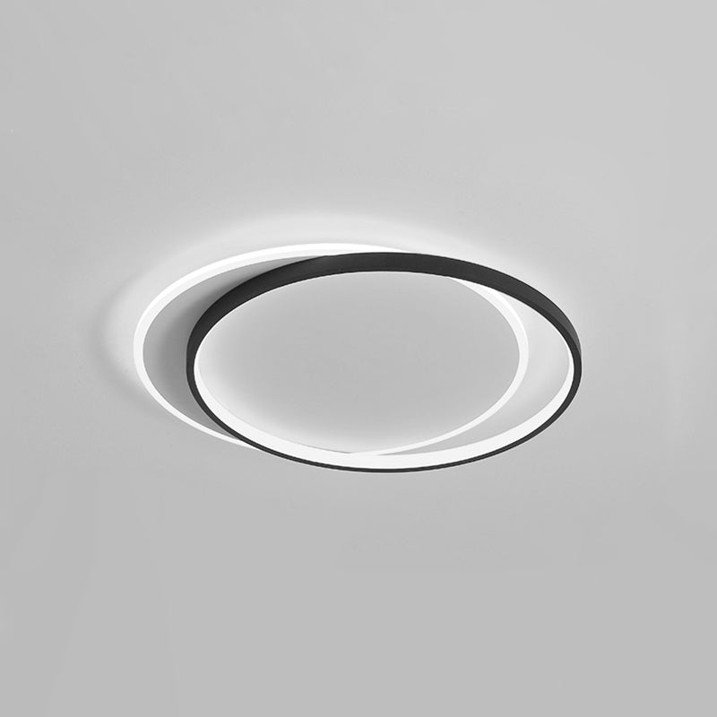 Black and White LED Ceiling Light in Modern Simplicity Iron Circular Flush Mount with Acrylic Shade