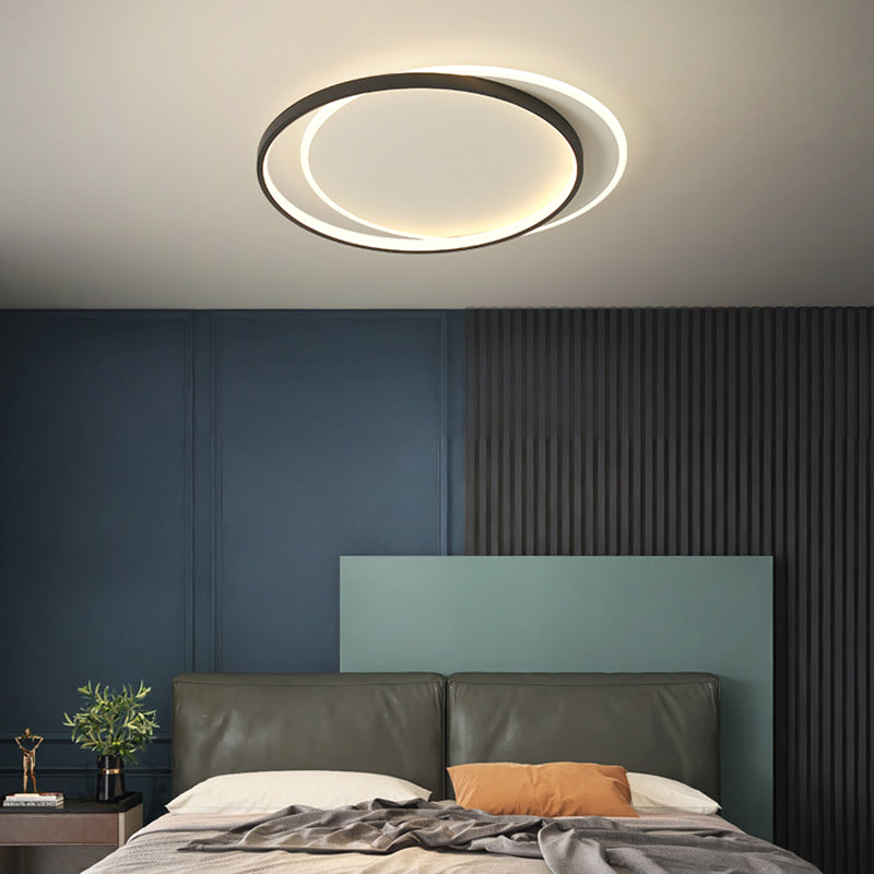 Black and White LED Ceiling Light in Modern Simplicity Iron Circular Flush Mount with Acrylic Shade