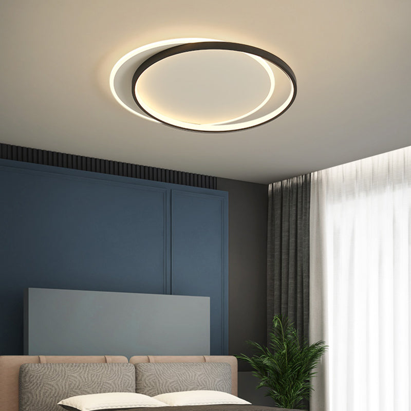 Black and White LED Ceiling Light in Modern Simplicity Iron Circular Flush Mount with Acrylic Shade