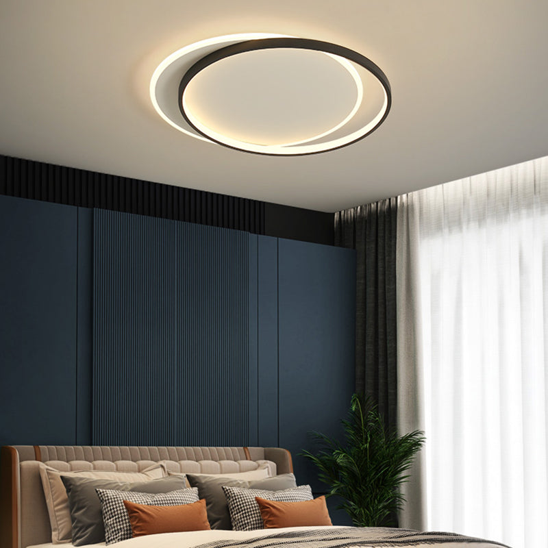 Black and White LED Ceiling Light in Modern Simplicity Iron Circular Flush Mount with Acrylic Shade