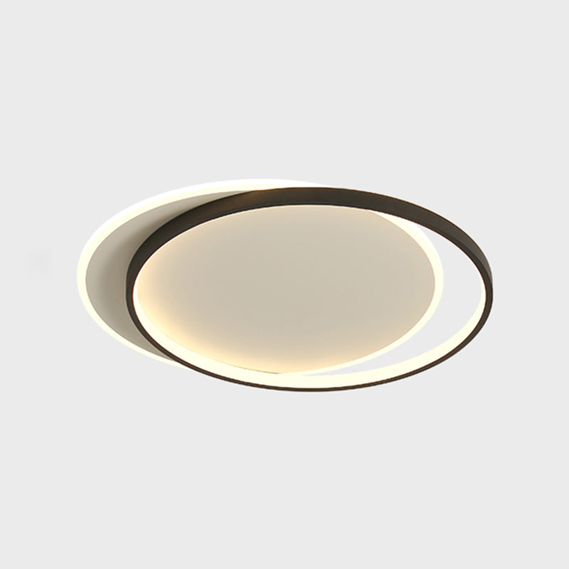 Black and White LED Ceiling Light in Modern Simplicity Iron Circular Flush Mount with Acrylic Shade