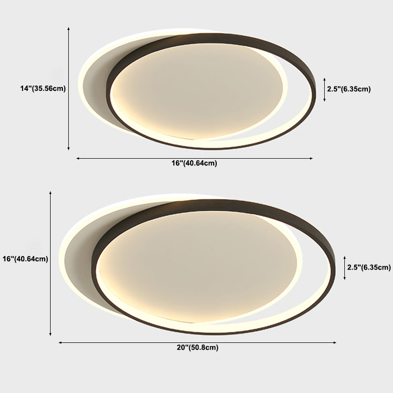 Black and White LED Ceiling Light in Modern Simplicity Iron Circular Flush Mount with Acrylic Shade