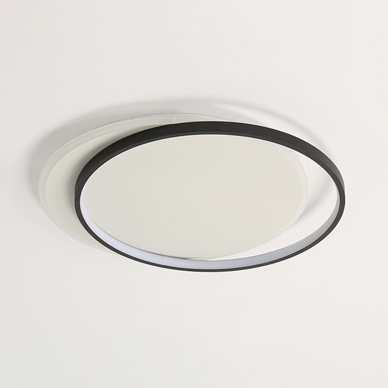 Black and White LED Ceiling Light in Modern Simplicity Iron Circular Flush Mount with Acrylic Shade