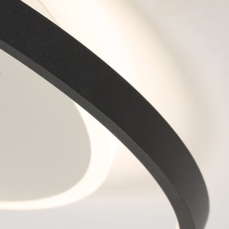 Black and White LED Ceiling Light in Modern Simplicity Iron Circular Flush Mount with Acrylic Shade