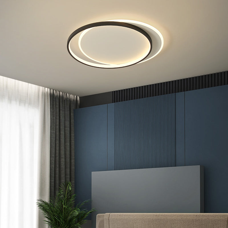 Black and White LED Ceiling Light in Modern Simplicity Iron Circular Flush Mount with Acrylic Shade