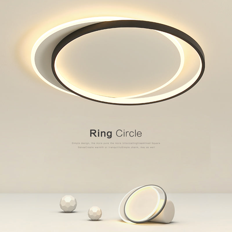 Black and White LED Ceiling Light in Modern Simplicity Iron Circular Flush Mount with Acrylic Shade