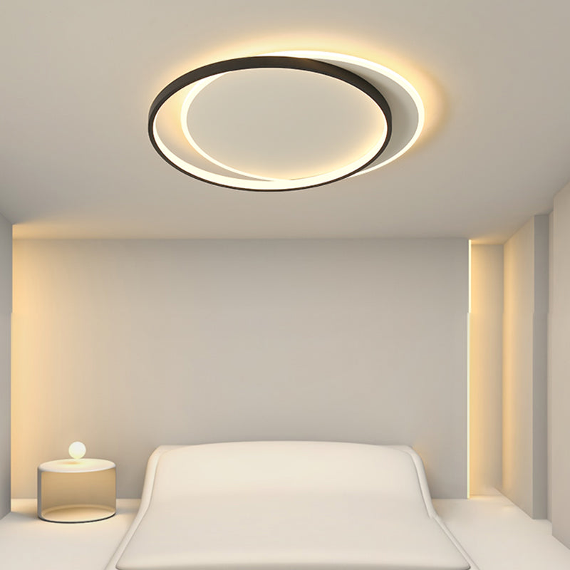 Black and White LED Ceiling Light in Modern Simplicity Iron Circular Flush Mount with Acrylic Shade