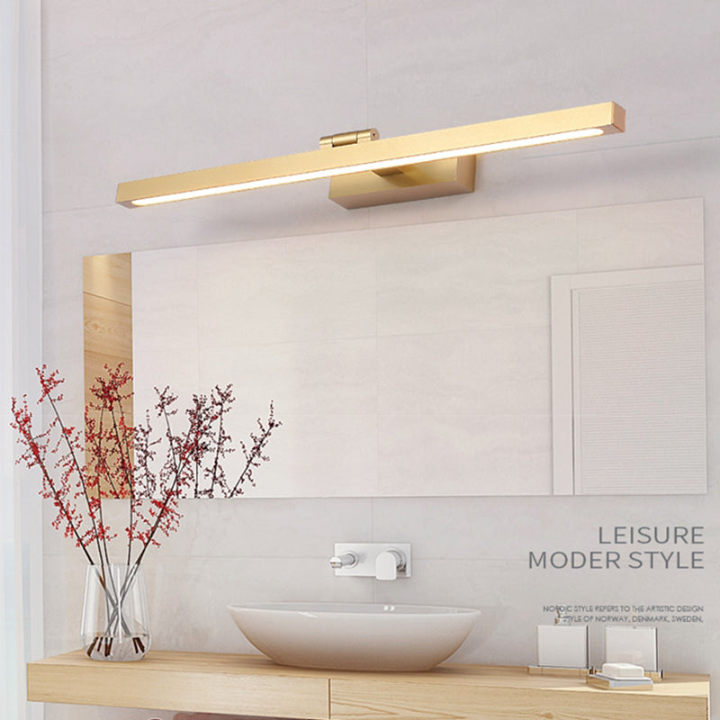 Estilo moderno de tono lineal mate de pared metal 1 iluminación de pared de espejo de luz en oro