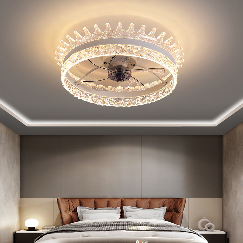 Modern Concise LED Ceiling Fan Light Iron Circular Ceiling Fans with Acrylic Shade