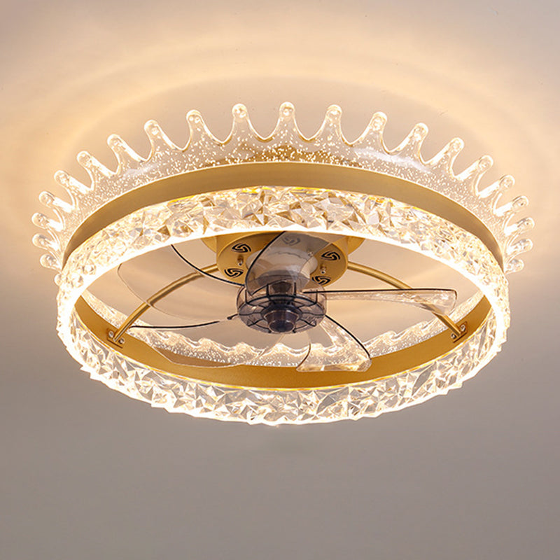 Modern Concise LED Ceiling Fan Light Iron Circular Ceiling Fans with Acrylic Shade