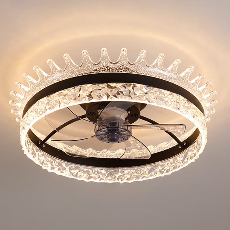 Modern Concise LED Ceiling Fan Light Iron Circular Ceiling Fans with Acrylic Shade