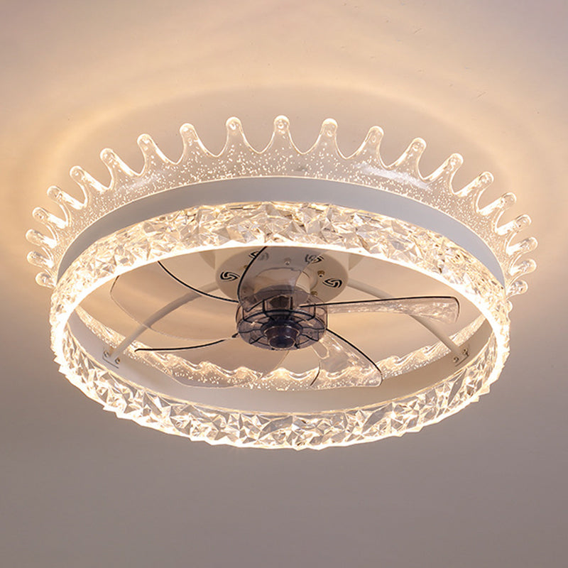 Modern Concise LED Ceiling Fan Light Iron Circular Ceiling Fans with Acrylic Shade