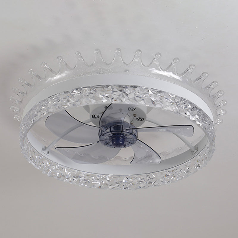 Modern Concise LED Ceiling Fan Light Iron Circular Ceiling Fans with Acrylic Shade