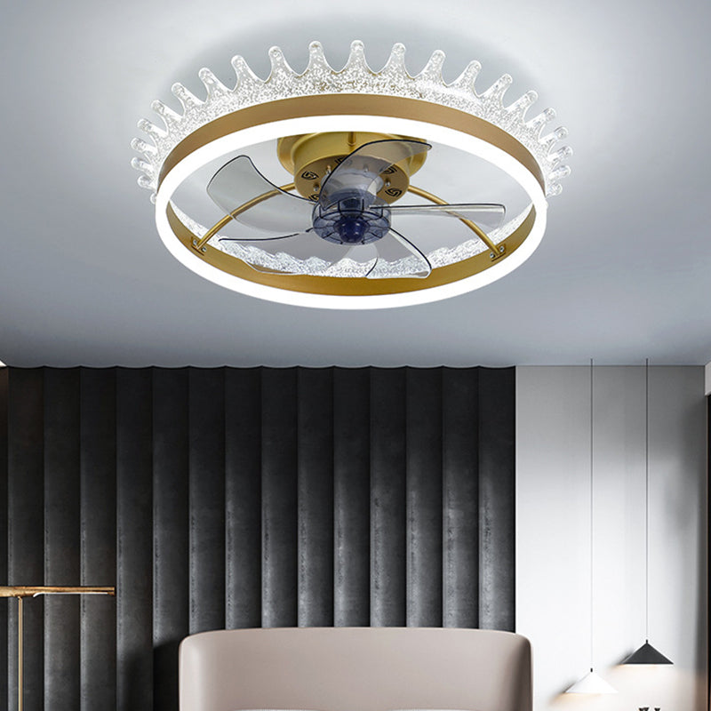 Modern Concise LED Ceiling Fan Light Iron Circular Ceiling Fans with Acrylic Shade