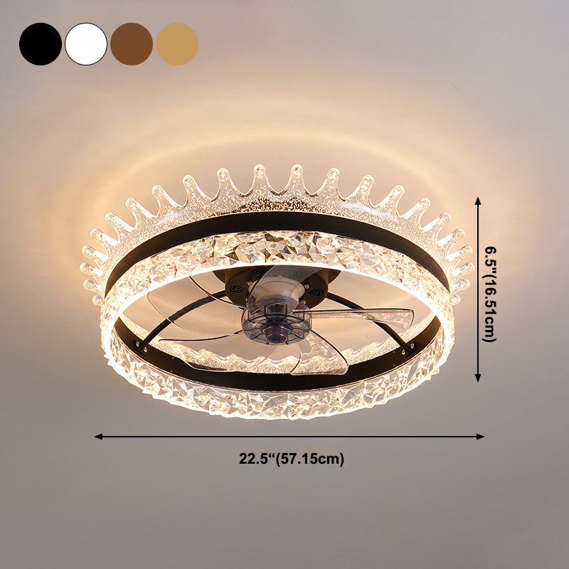 Modern Concise LED Ceiling Fan Light Iron Circular Ceiling Fans with Acrylic Shade