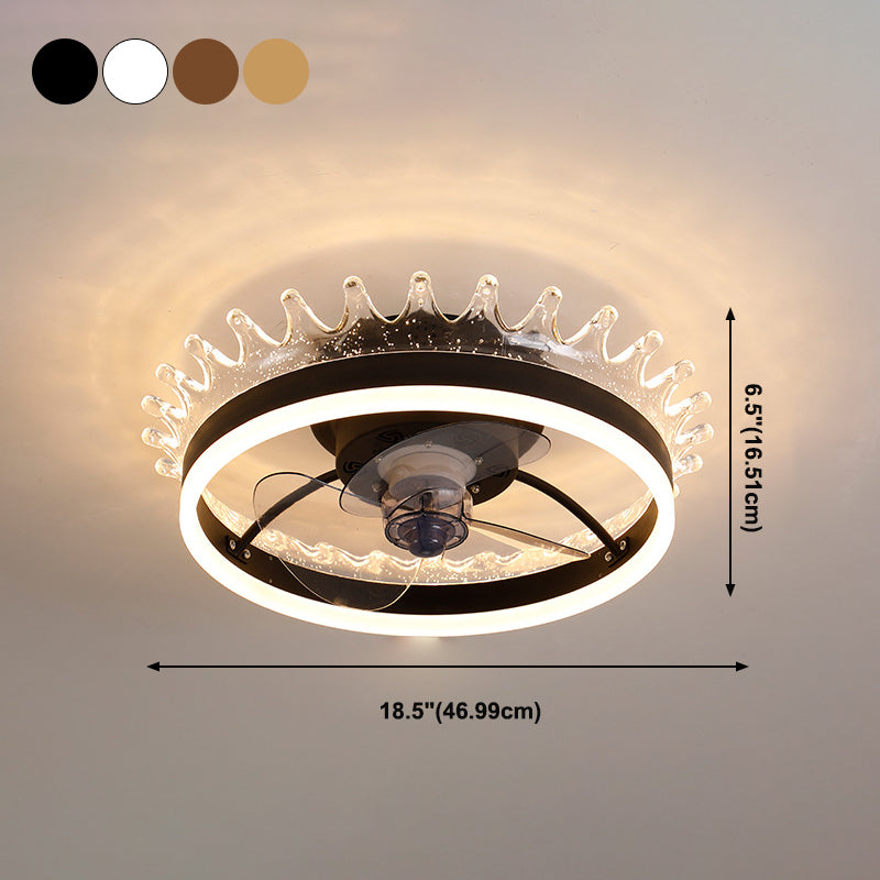 Modern Concise LED Ceiling Fan Light Iron Circular Ceiling Fans with Acrylic Shade