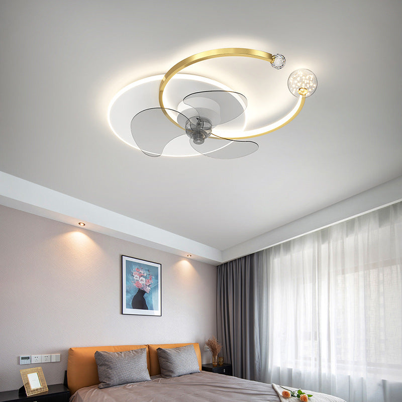 Éclairage de ventilateur de plafond de style moderne Métal 3 lumières LAVE PLADIER LAVE AVEC CRISTAL POUR CHAMBRE