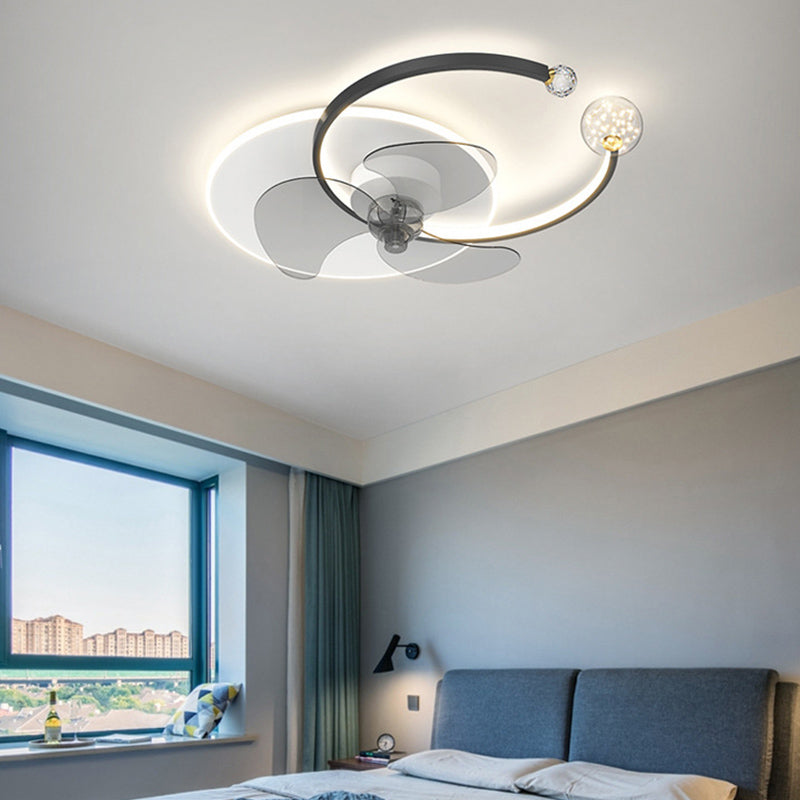 Éclairage de ventilateur de plafond de style moderne Métal 3 lumières LAVE PLADIER LAVE AVEC CRISTAL POUR CHAMBRE