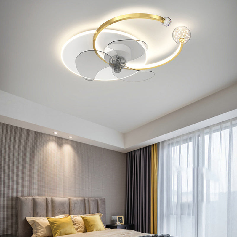 Éclairage de ventilateur de plafond de style moderne Métal 3 lumières LAVE PLADIER LAVE AVEC CRISTAL POUR CHAMBRE