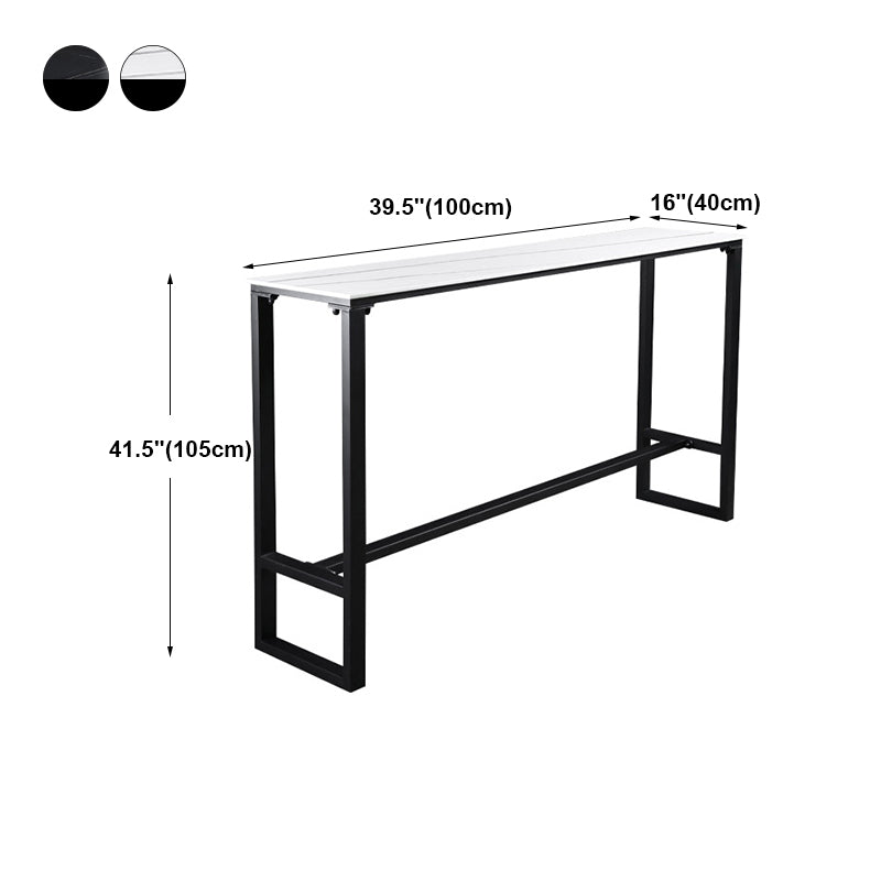 Industrial Rectangle Top Counter Table Stone Top 42-inch Height Table for Coffee Shop