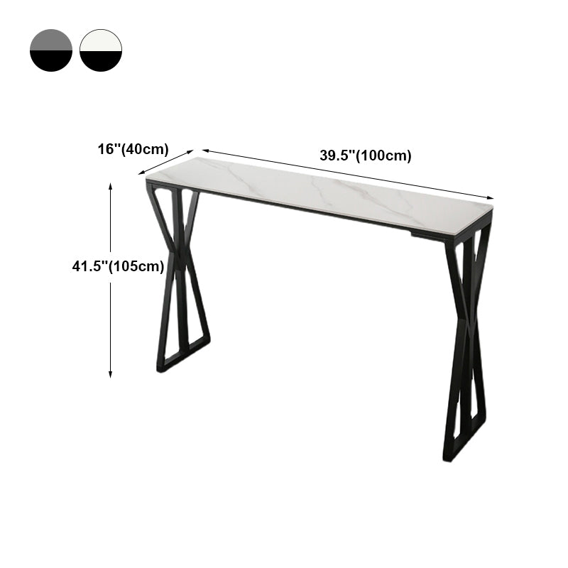 Modern Bar Dining Table Rectangle Bar Height Table with Double Pedestal in Black