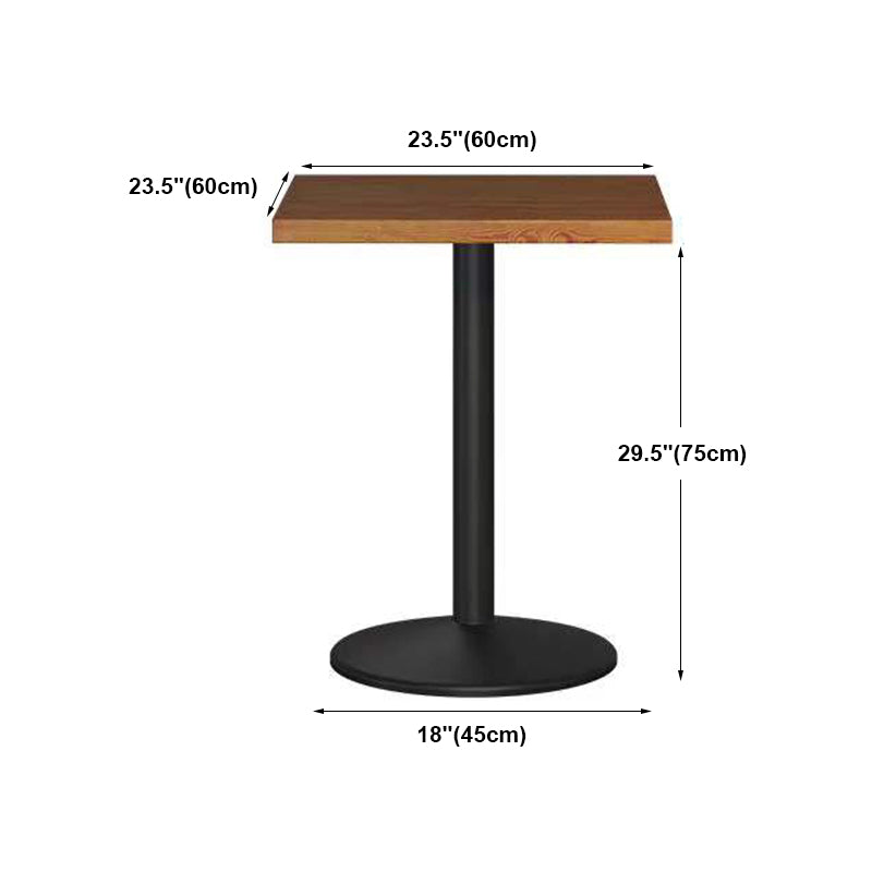 Industrial Style Black Iron Bar Table Wood Brown Top Bistro Table with Pedestal