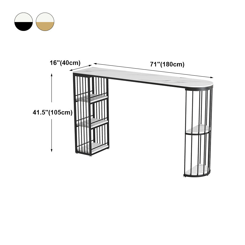 Industrial Iron Bar Table Faux Marble White Specialty Top 41.3"H Bistro Table