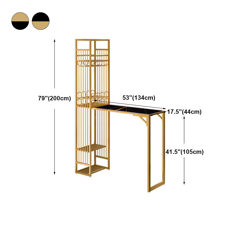 Glam Style Iron Bar Table 41.3"H Bistro Table with Wine Rack for Living Room