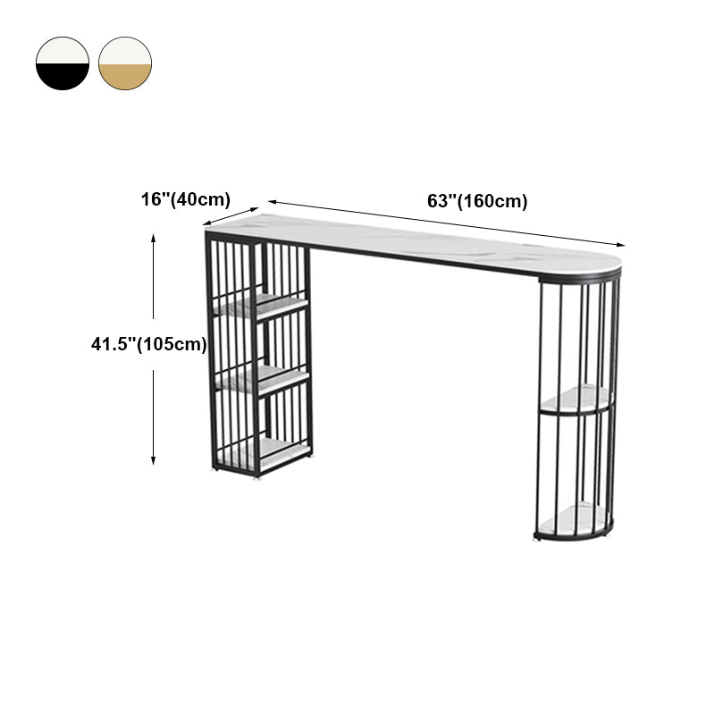 Industrial Style Iron Bar Table Faux Marble White Top 41.3"H Bistro Table