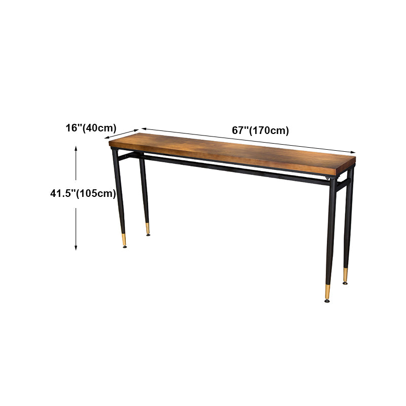 Rectangle Wood Top Counter Table Industrial 42-inch Metal 4 Legs Table for Dining Room