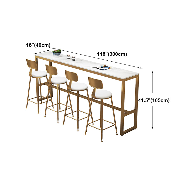 Glam Style Bar Table in Faux Marble and Iron Top Bar Table for Restaurant, Only Table