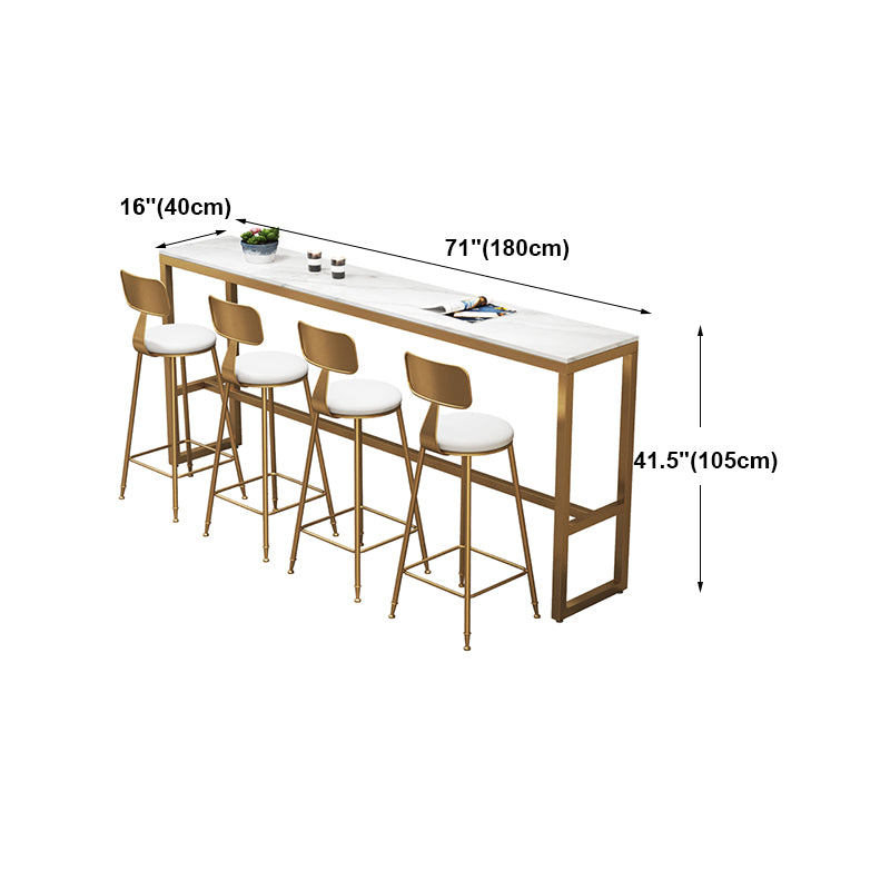 Glam Style Bar Table in Faux Marble and Iron Top Bar Table for Restaurant, Only Table