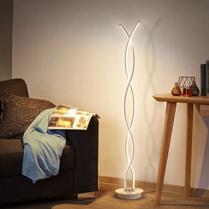 Lampada da pavimento a forma lineare in metallo Stile moderno a 2 luci lampada da pavimento