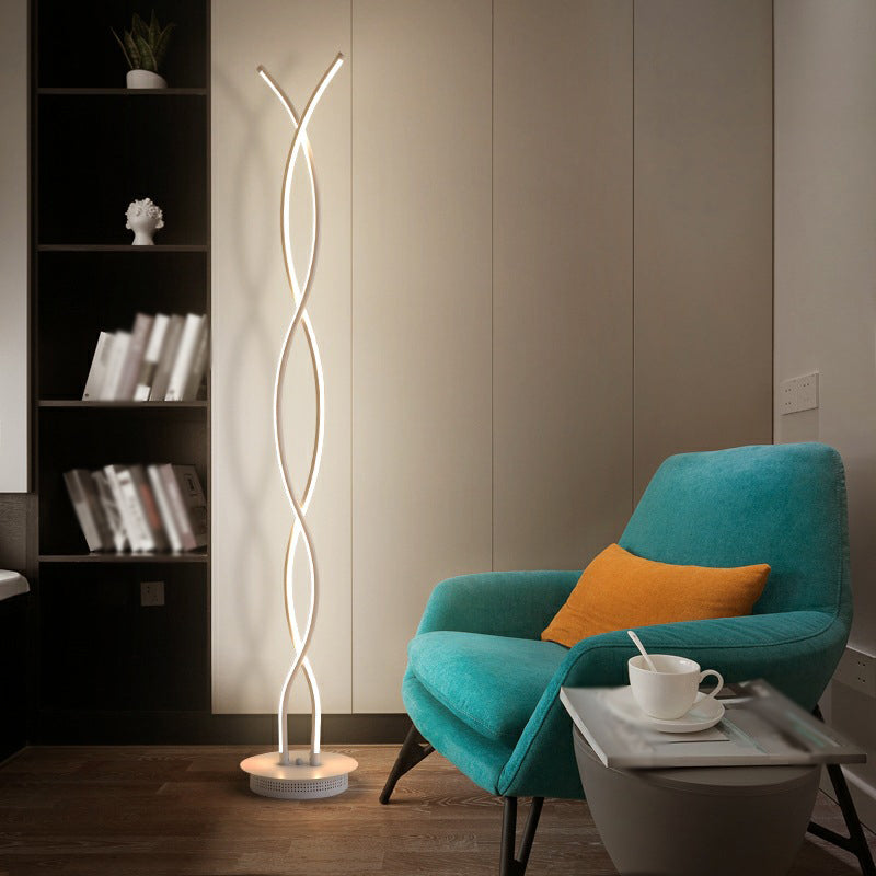 Lampada da pavimento a forma lineare in metallo Stile moderno a 2 luci lampada da pavimento