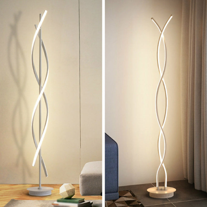 Lampada da pavimento a forma lineare in metallo Stile moderno a 2 luci lampada da pavimento