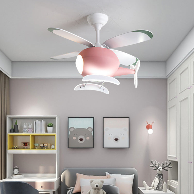 Kids Style Ceiling Fan Lighting Metal 4 Light Ceiling Fan Lamp for Restaurant