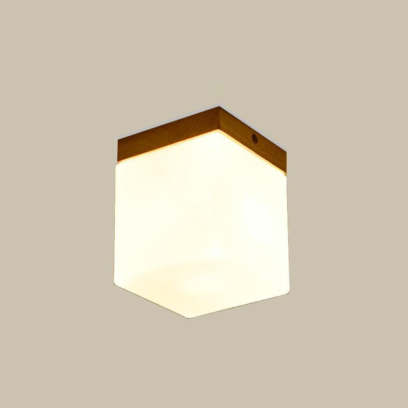 Wooden Ceiling Light Fixture Nordic Style Close to Ceiling Lighting in Beige