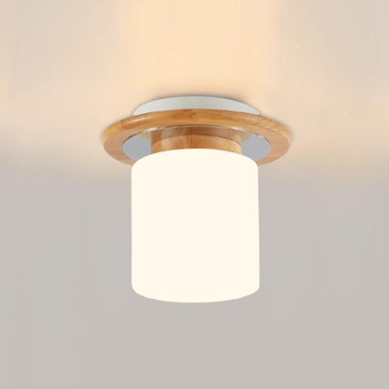 Wooden Ceiling Light Fixture Nordic Style Close to Ceiling Lighting in Beige