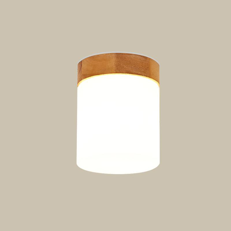 Wooden Ceiling Light Fixture Nordic Style Close to Ceiling Lighting in Beige