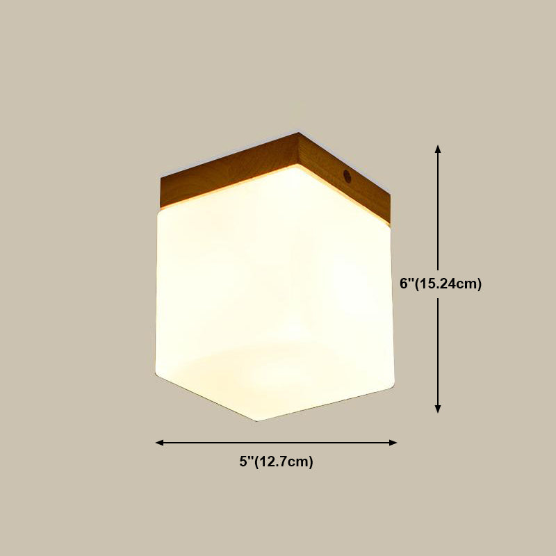 Wooden Ceiling Light Fixture Nordic Style Close to Ceiling Lighting in Beige