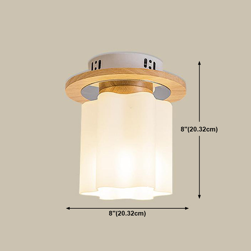 Wooden Ceiling Light Fixture Nordic Style Close to Ceiling Lighting in Beige