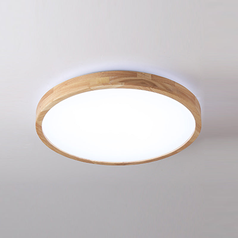 Round Wooden Ceiling Mounted Light Contemporary Flush Ceiling Light Fixtures